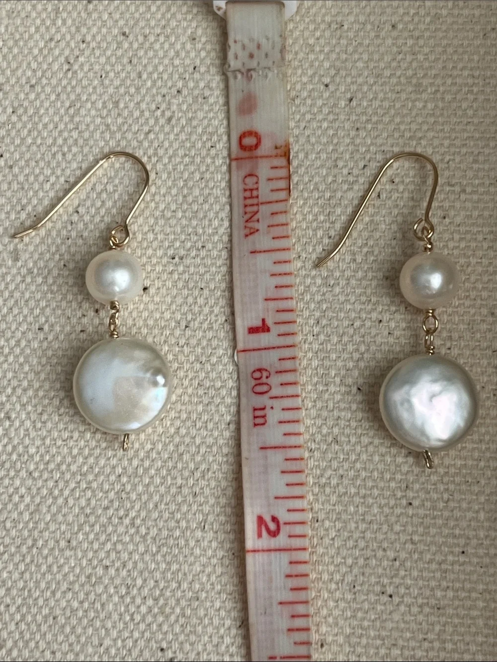 Gold Pearl Drop Earrings - White Freshwater Pearl Dangles